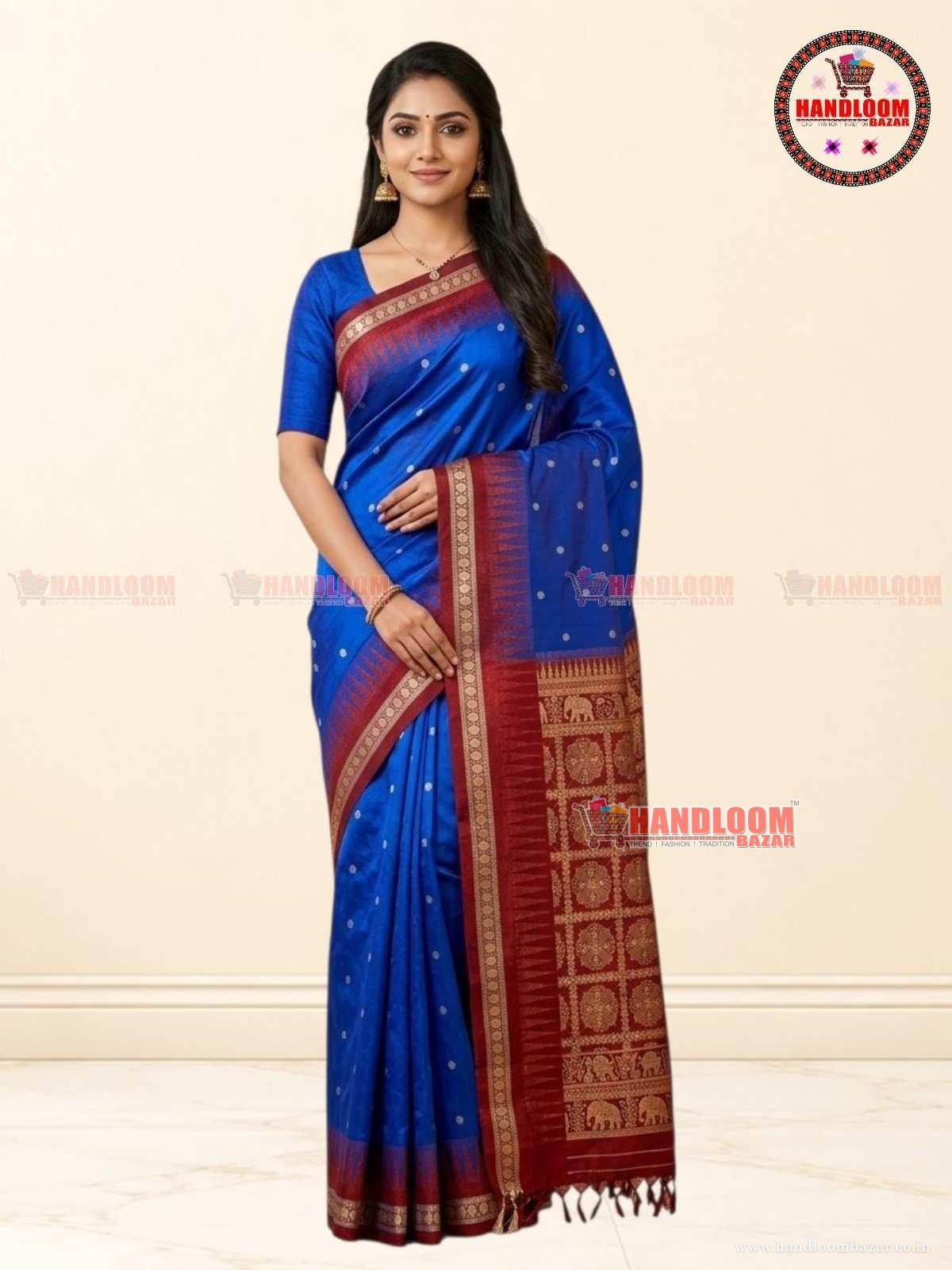 Sambalpuri Silk Pata Saree t-blue with merun Border  H-10734