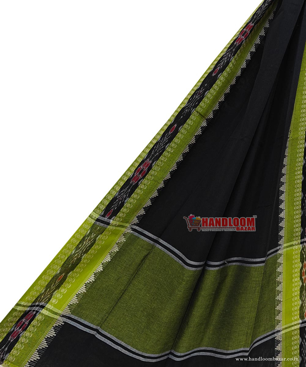 Black Green Sambalpuri Handwoven Single Ikat Cotton Dupatta SFCDUP2411