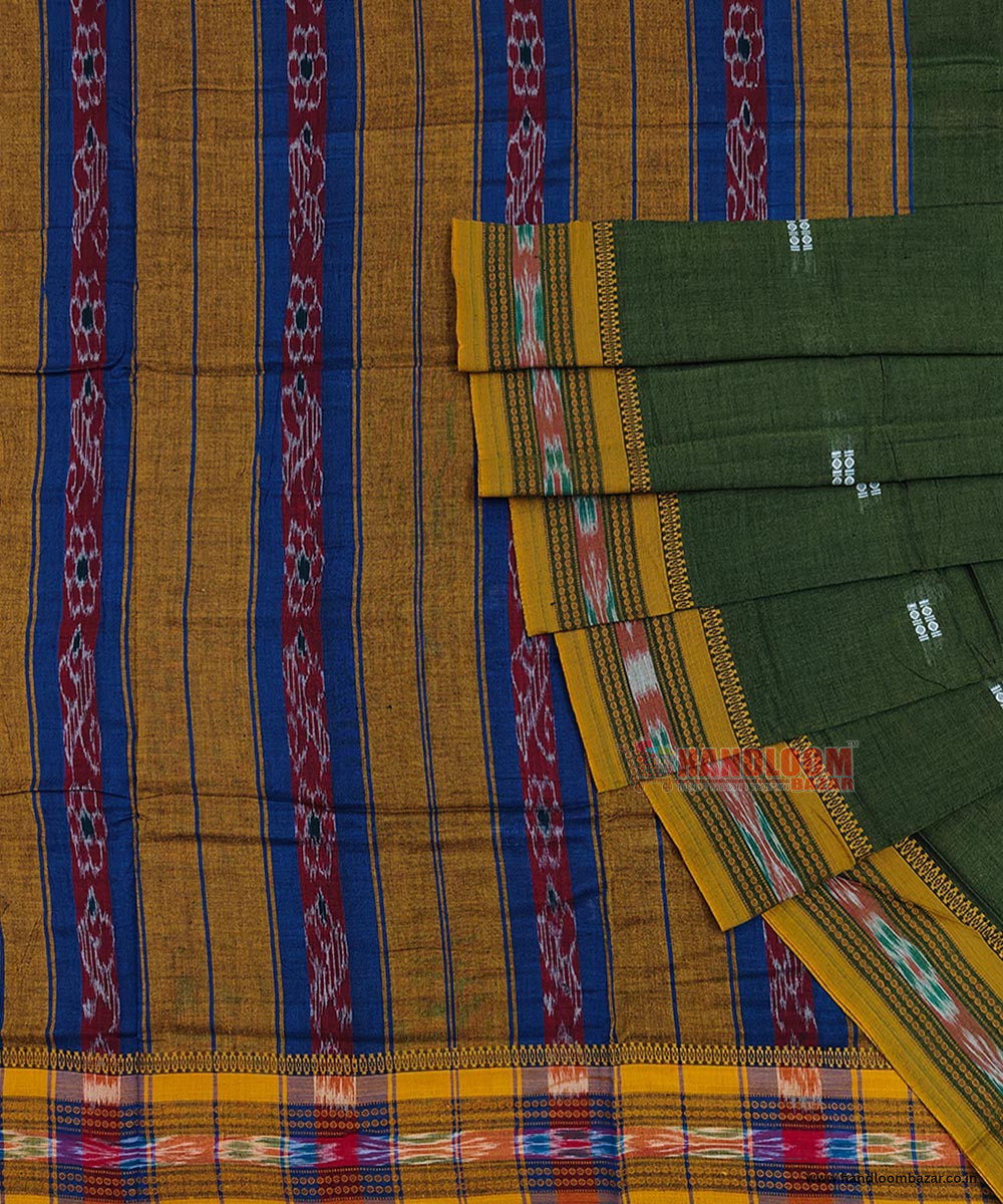 Olive Sambalpuri Handwoven Single Ikat Cotton Saree SFCSAR1490