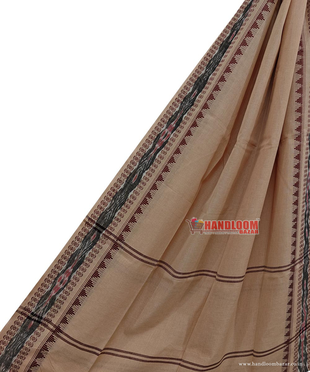 Beige Sambalpuri Handwoven Single Ikat Cotton Dupatta SFCDUP2408