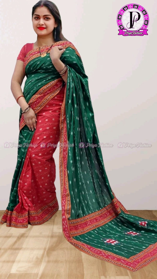 100490 Sambalpuri Handloom Cotton patchwork saree with Blause .