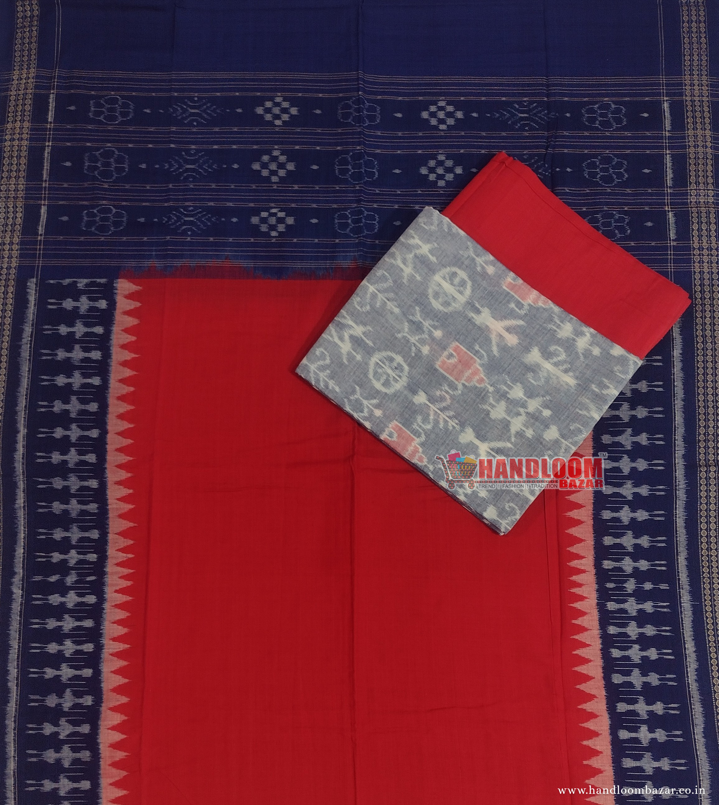 Grey Sambalpuri Cotton Suit Piece