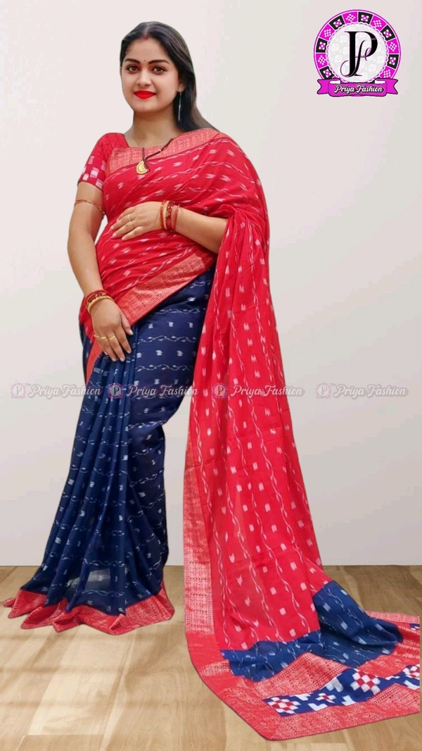 100509 Sambalpuri Handloom Cotton patchwork saree with Blause .