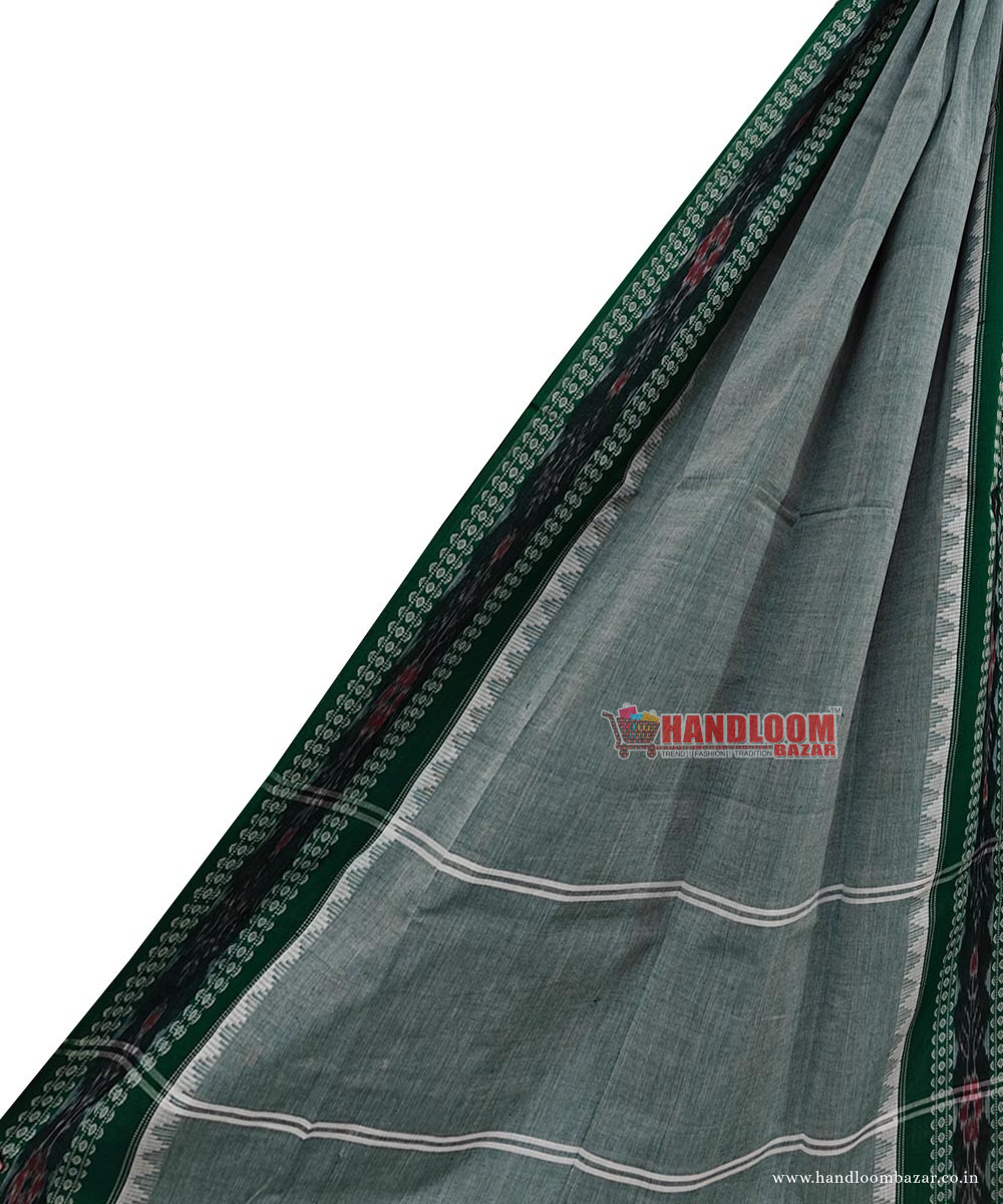 Gray Green Sambalpuri Handwoven Single Ikat Cotton Dupatta SFCDUP2409