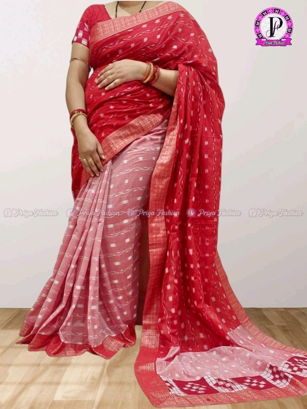 100511 Sambalpuri Handloom Cotton patchwork saree with Blause .